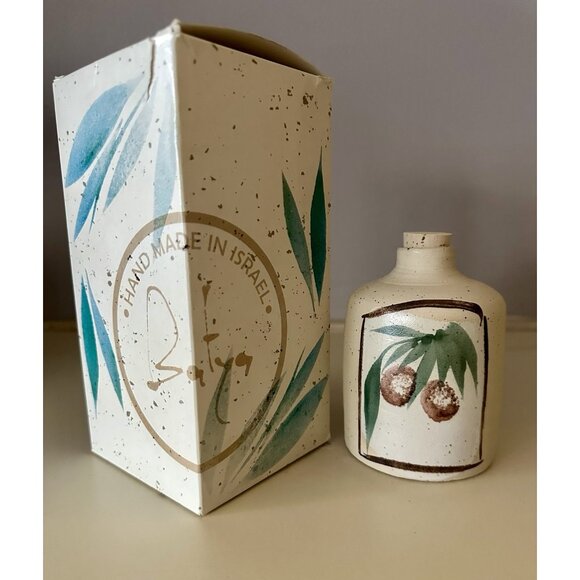 Olive Oil Bottle Ceramic Hand Made Batya Erdstein Israel Signed Judaica 4.5" - Picture 3 of 14
